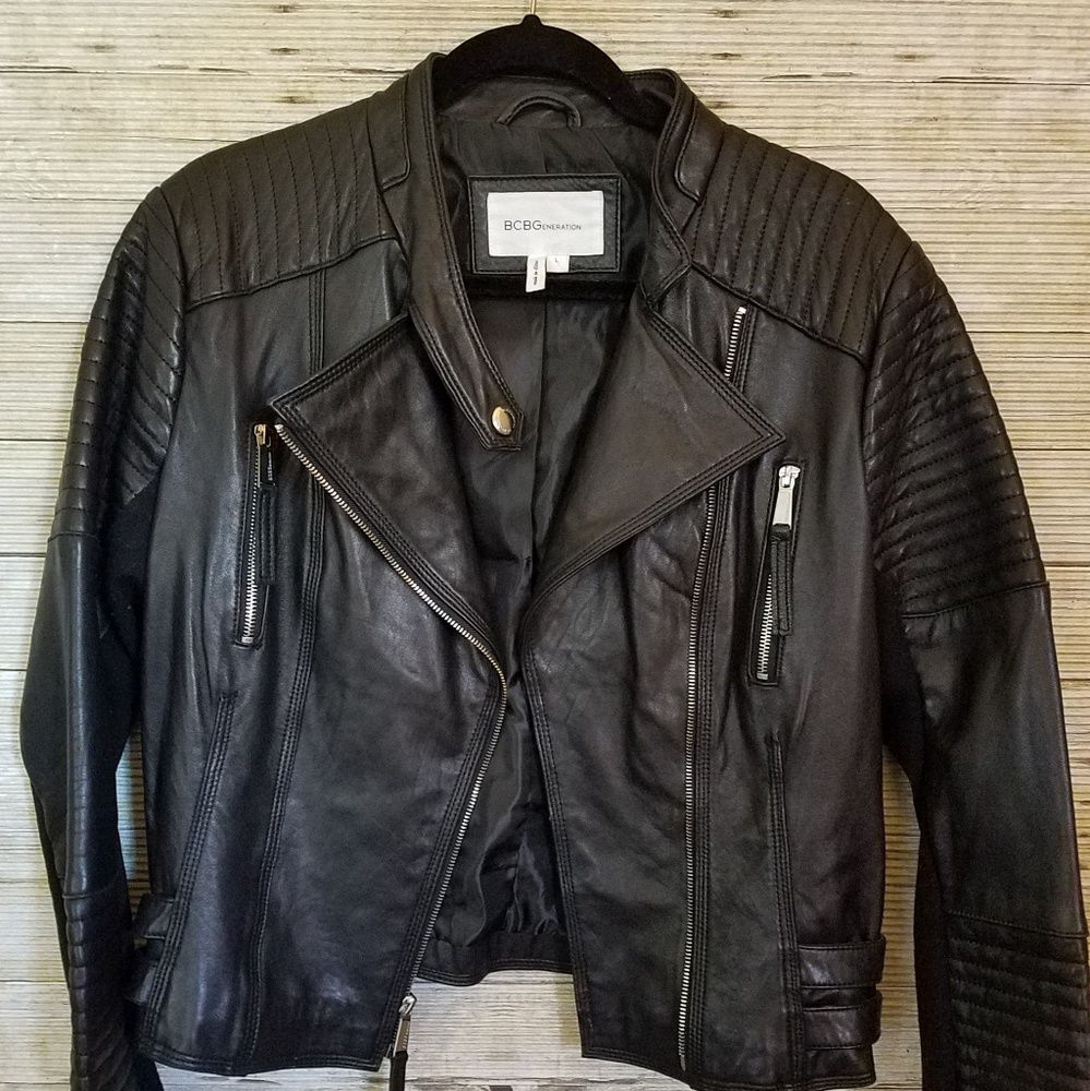 BCBG Leather Jacket L